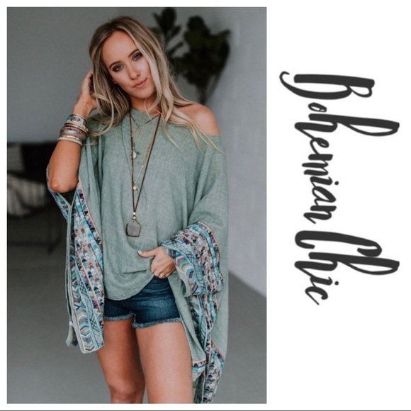 MADISON-Embroidered Pullover Poncho Top - Picture 4 of 5